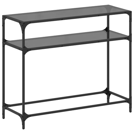 Vidaxl wandtafel met zwart glazen blad 98x35x81 cm staal