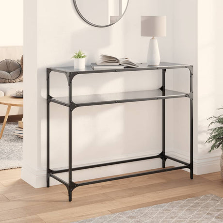 Vidaxl wandtafel met zwart glazen blad 98x35x81 cm staal