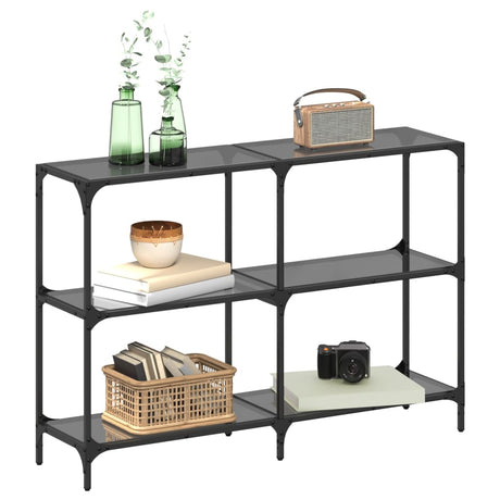 Vidaxl wandtafel met zwart glazen blad 118,5x30x81 cm staal