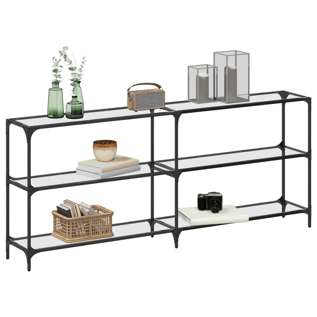 Vidaxl wandtafel met transparant glazen blad 194,5x30x81 cm staal