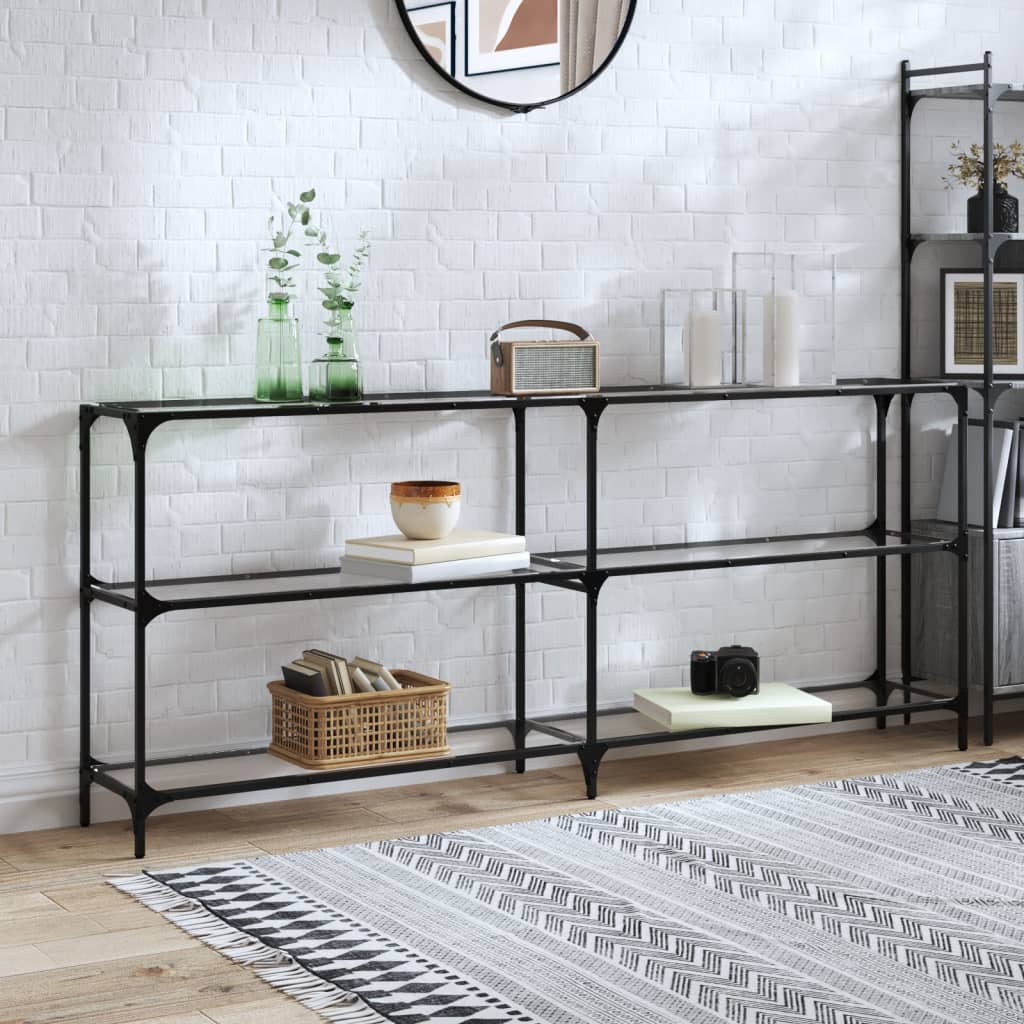 Vidaxl wandtafel met transparant glazen blad 194,5x30x81 cm staal