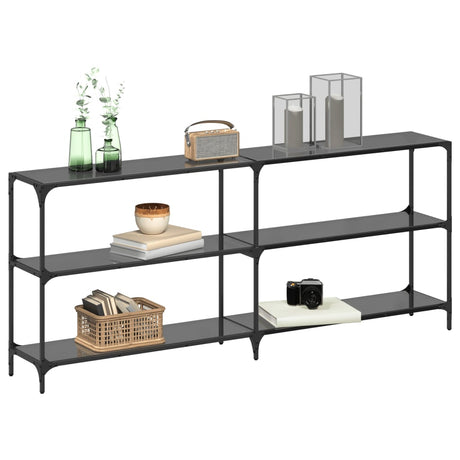 Vidaxl wandtafel met zwart glazen blad 194,5x30x81 cm staal