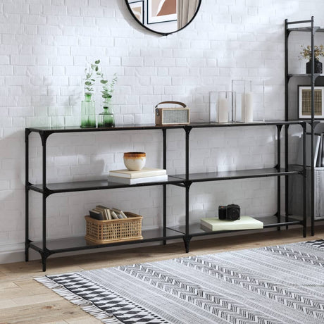 Vidaxl wandtafel met zwart glazen blad 194,5x30x81 cm staal