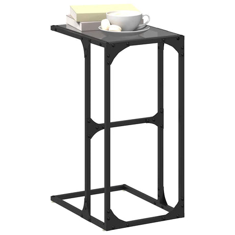 Vidaxl bijzettafel met zwart glazen blad 40x30x61,5 cm staal