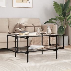 Vidaxl salontafel met transparant glazen blad 98,5x50x45 cm staal