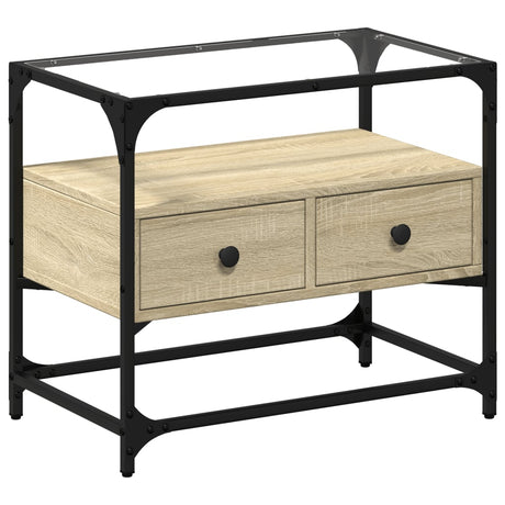 Vidaxl tv-meubel met glazen blad 60x35x51 cm bewerkt hout sonoma eiken