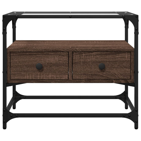 Vidaxl tv-meubel met glazen blad 60x35x51 cm hout bruin eikenkleurig