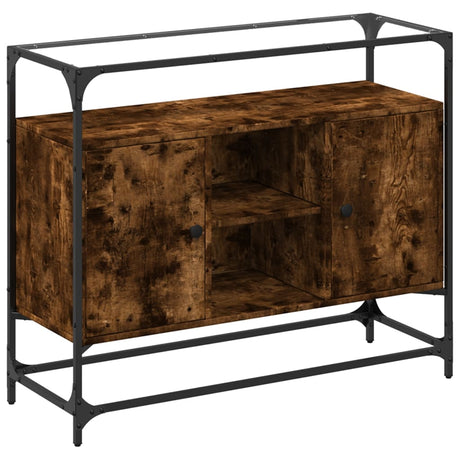 Vidaxl dressoir met glazen blad 98x35x81 cm hout gerookt eikenkleurig