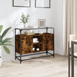 Vidaxl dressoir met glazen blad 98x35x81 cm hout gerookt eikenkleurig