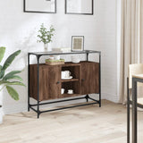 Vidaxl dressoir met glazen blad 98x35x81 cm hout bruin eikenkleurig