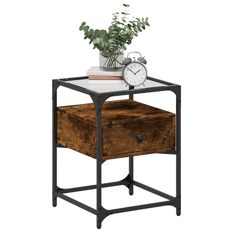Vidaxl nachtkastje 40x40x55 cm bewerkt hout gerookt eikenkleurig