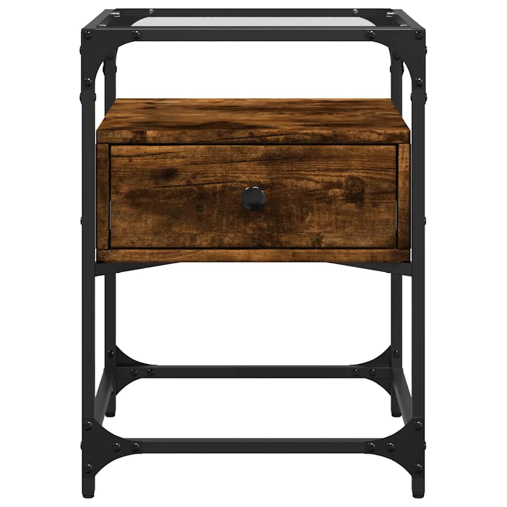 Vidaxl nachtkastje 40x40x55 cm bewerkt hout gerookt eikenkleurig