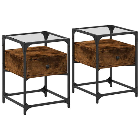 Vidaxl nachtkastjes 2 st 40x40x55 cm bewerkt hout gerookt eikenkleurig