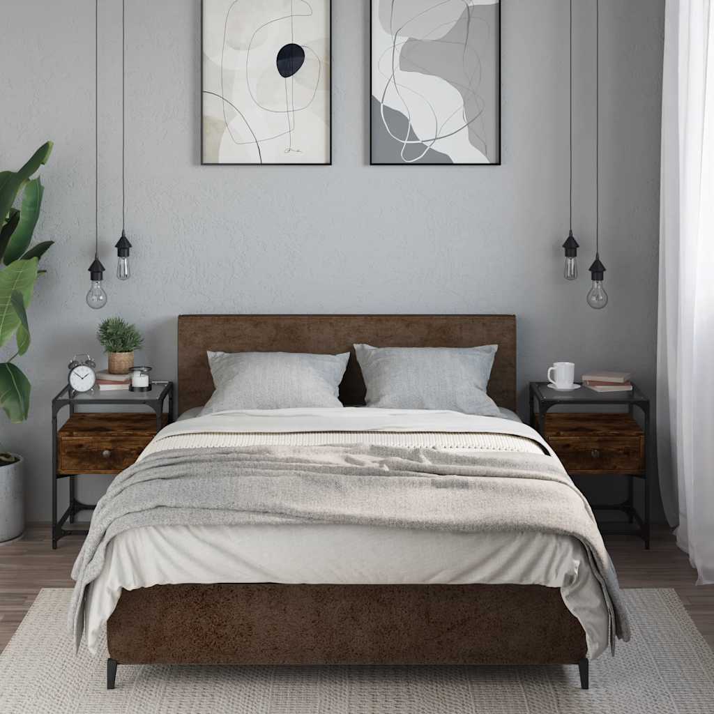 Vidaxl nachtkastjes 2 st 40x40x55 cm bewerkt hout gerookt eikenkleurig