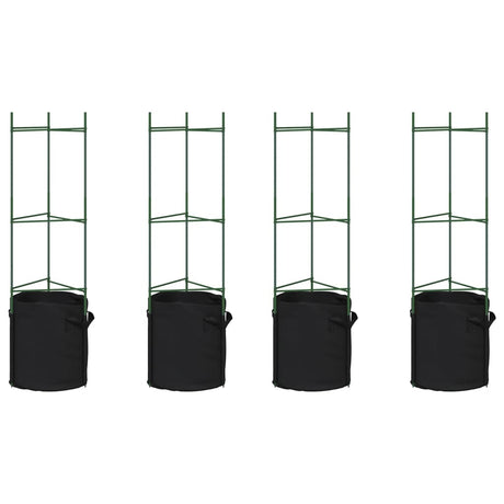 VidaXL Tomatenkäfige mit Pflanzbeutel 4 Stück 116 cm Stahl und Polypropylen