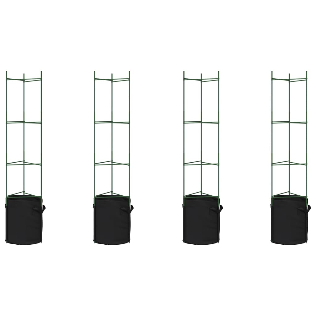 VidaXL Tomatenkäfige mit Pflanzbeutel 4 Stück 154 cm Stahl und Polypropylen