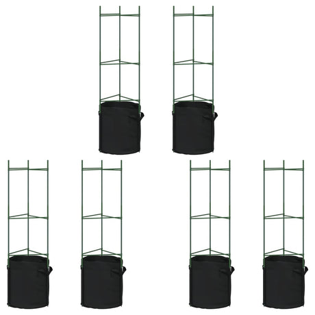 VidaXL Tomatenkäfige mit Pflanzbeutel 6 Stück 116 cm Stahl und Polypropylen
