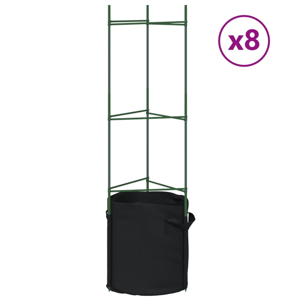 Vidaxl Tomatenkäfige mit Pflanzbeutel 8 Stück 116 cm Stahl und Polypropylen