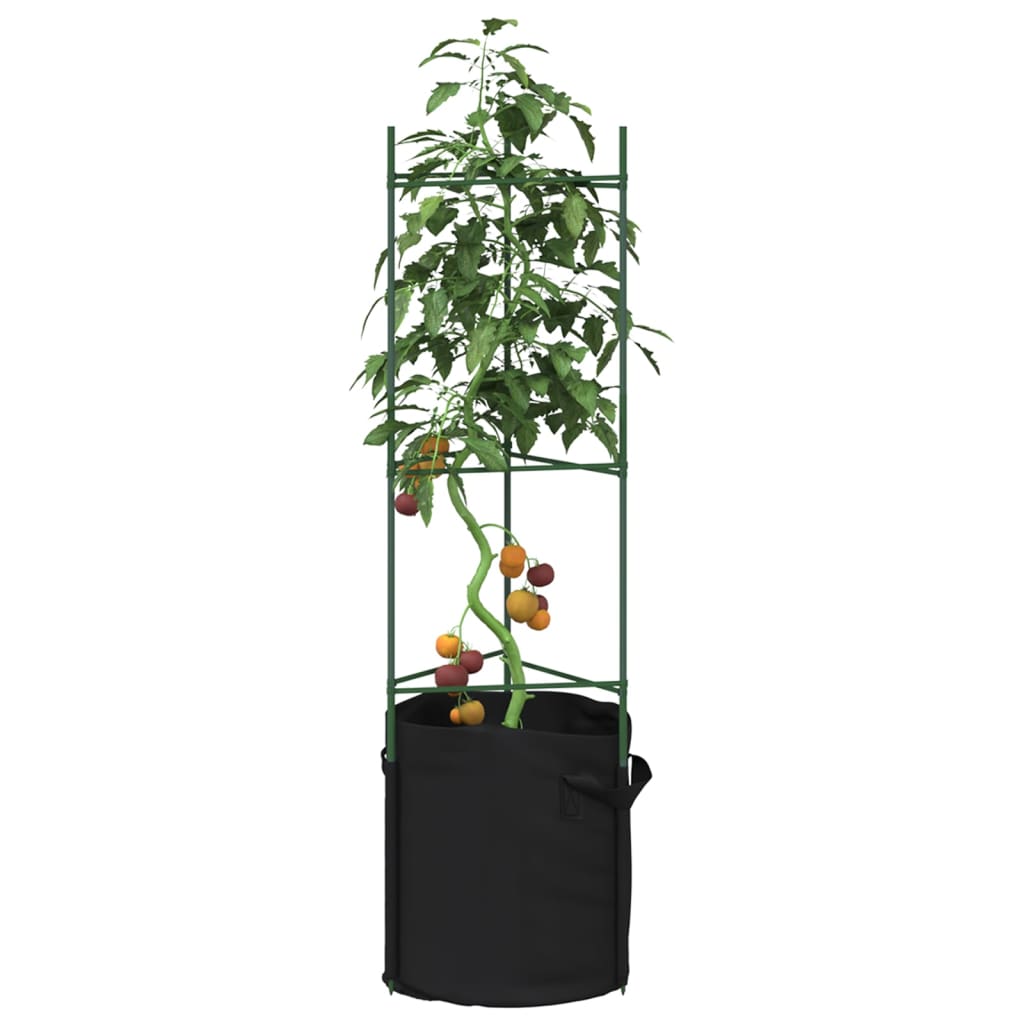 VidaXL Tomatenkäfige mit Pflanzbeutel 8 Stück 116 cm Stahl und Polypropylen