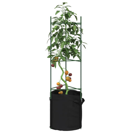 VidaXL Tomatenkäfige mit Pflanzbeutel 8 Stück 116 cm Stahl und Polypropylen