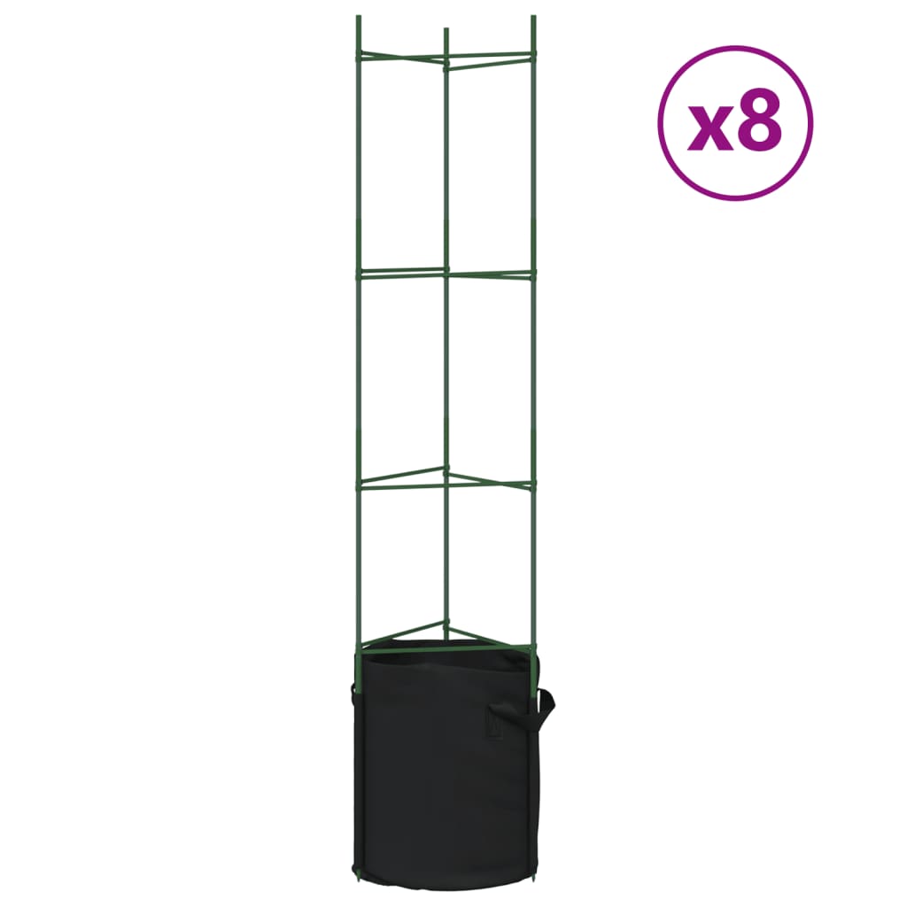 VidaXL Tomatenkäfige mit Pflanzbeutel 8 Stück 154 cm Stahl und Polypropylen