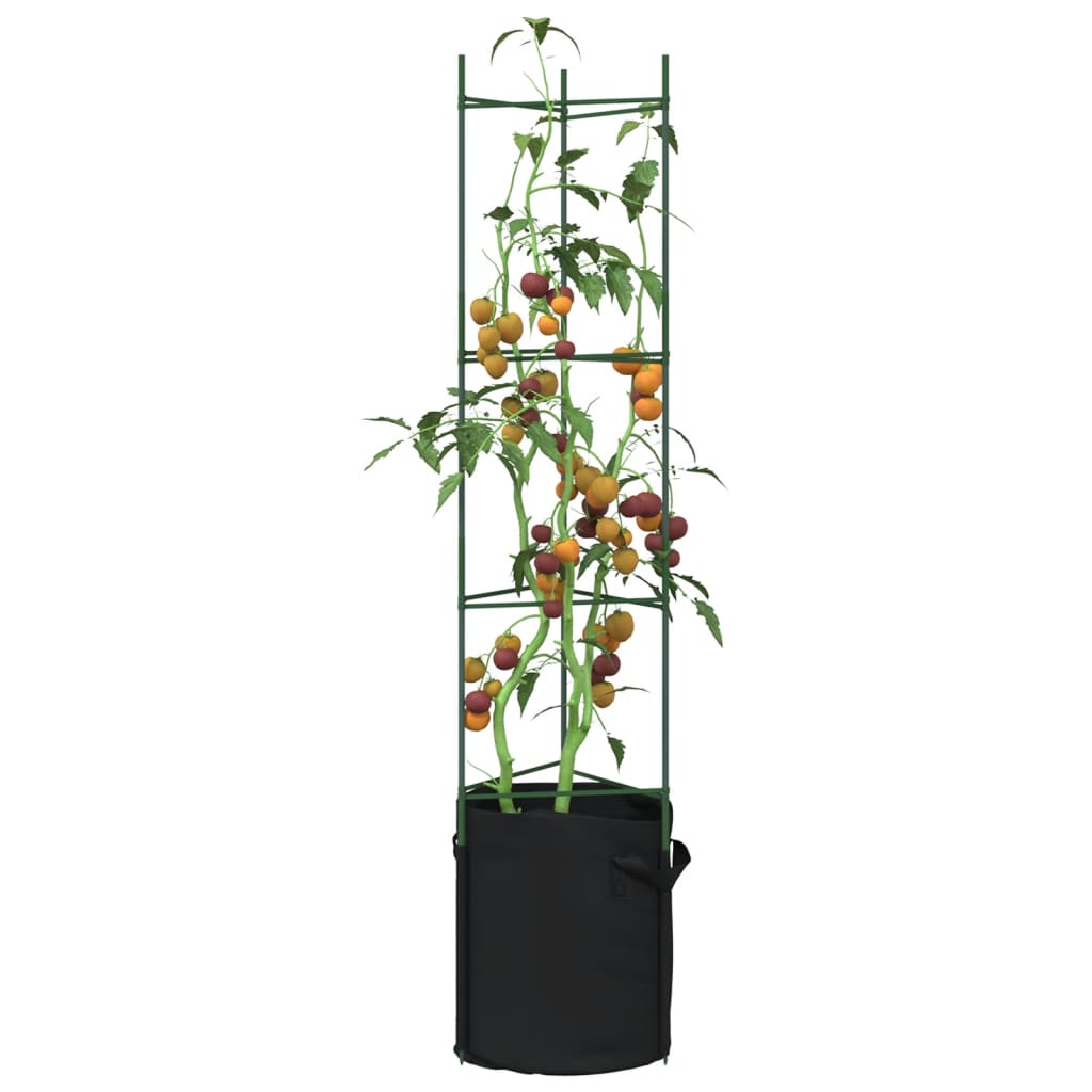 VidaXL Tomatenkäfige mit Pflanzbeutel 8 Stück 154 cm Stahl und Polypropylen