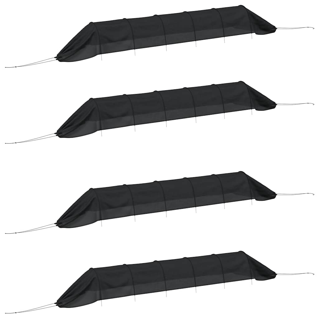VidaXL Growtunnel 4 Stück Stahl und Polyethylen schwarz