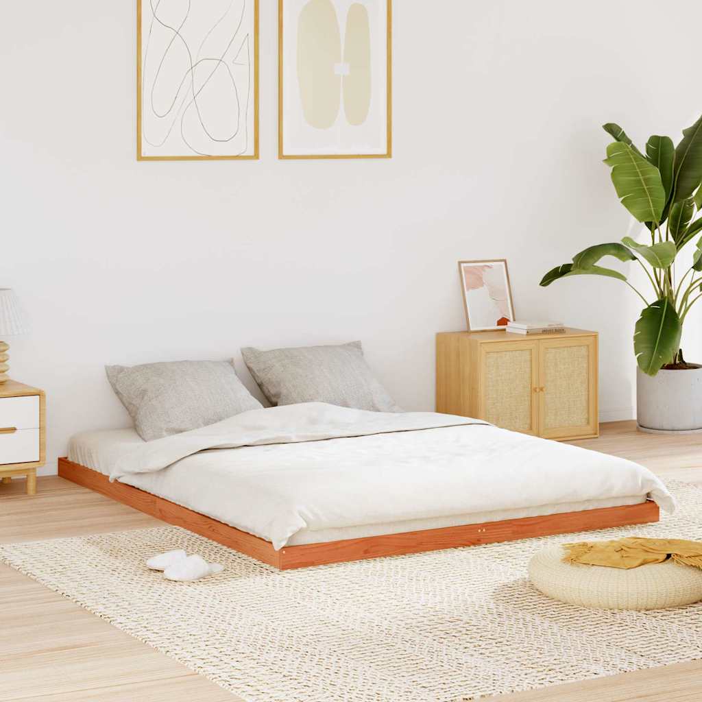 Vidaxl bedframe massief grenenhout wasbruin 150x200 cm