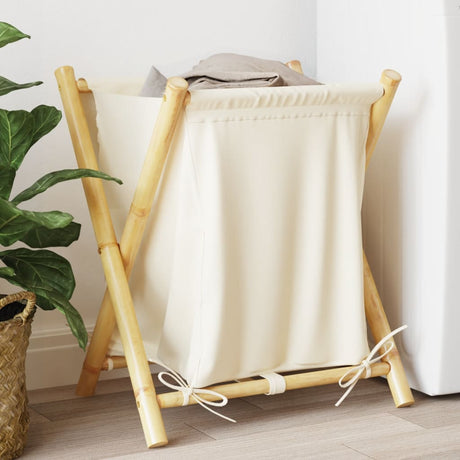 VidaXL Wäschekorb 45x55x63,5 cm Bambus cremeweiß