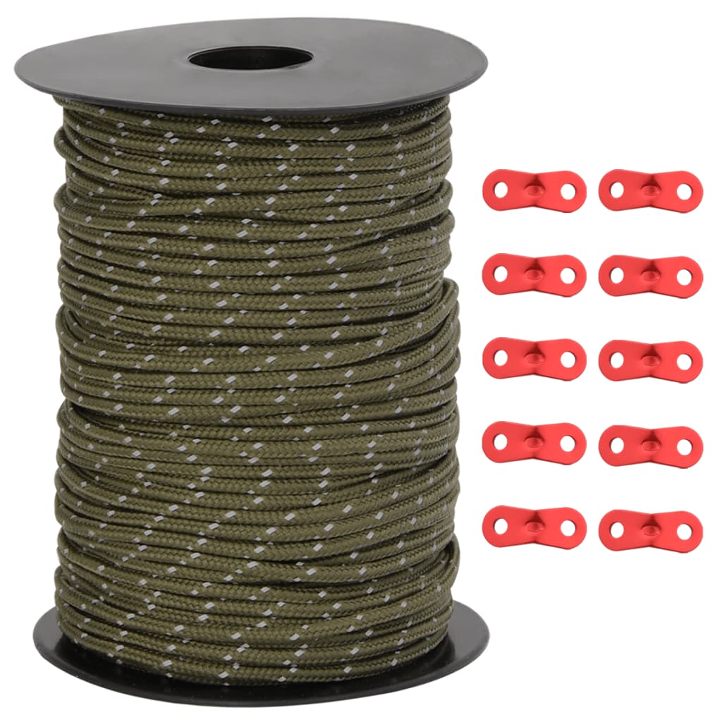 VidaXL Zelt-Abspannleine mit Reflektorstreifen und Spannern 50 m 3 mm