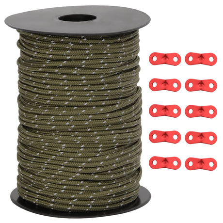 VidaXL Zelt-Abspannleine mit Reflektorstreifen und Spannern 50 m 3 mm