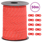 VidaXL Zelt-Abspannleine mit Reflektorstreifen und Spannern 50 m 3 mm