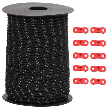 VidaXL Zelt-Abspannleine mit Reflektorstreifen und Spannern 50 m 3 mm