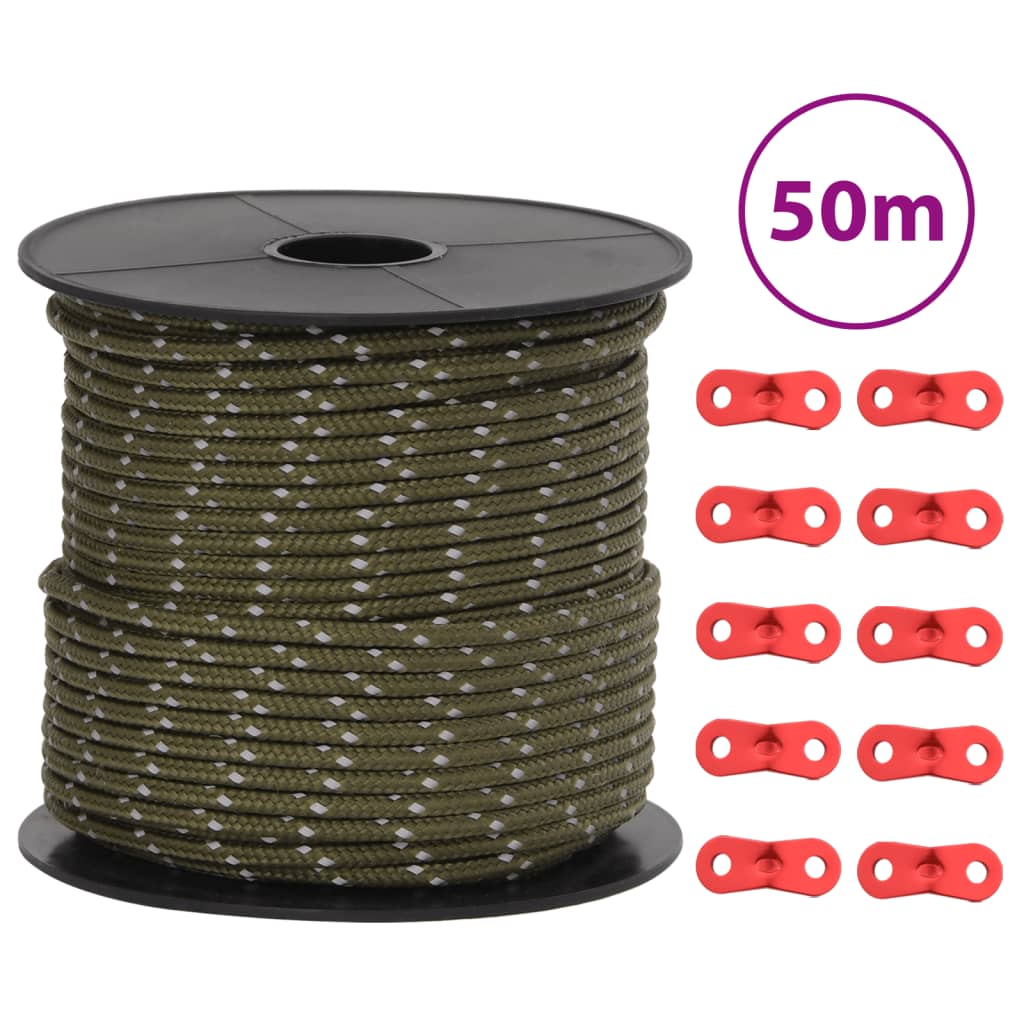Vidaxxl Zelt-Abspannleine mit Reflektorstreifen und Spannern 50 m 4 mm
