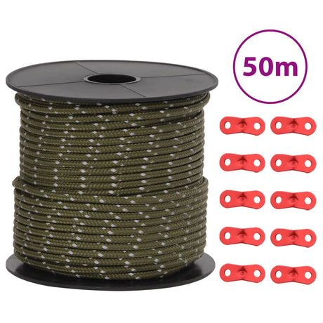 Vidaxxl Zelt-Abspannleine mit Reflektorstreifen und Spannern 50 m 4 mm