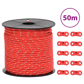 Vidaxxl Zelt-Abspannleine mit Reflektorstreifen und Spannern 50 m 4 mm