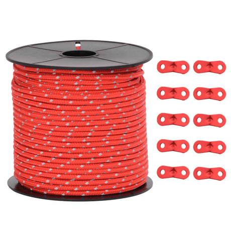 Vidaxxl Zelt-Abspannleine mit Reflektorstreifen und Spannern 50 m 4 mm