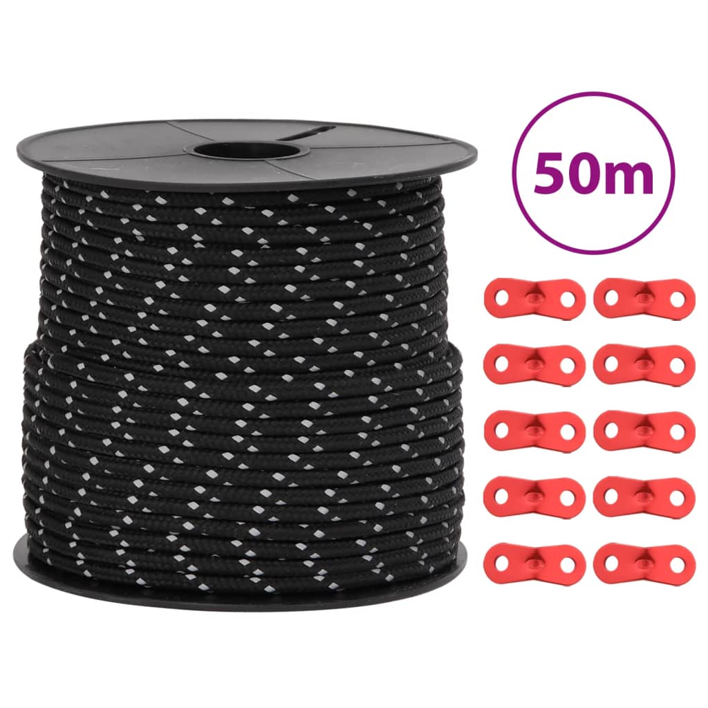 Vidaxxl Zelt-Abspannleine mit Reflektorstreifen und Spannern 50 m 4 mm