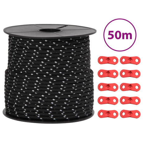 Vidaxxl Zelt-Abspannleine mit Reflektorstreifen und Spannern 50 m 4 mm