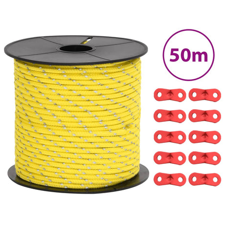 Vidaxxl Zelt-Abspannleine mit Reflektorstreifen und Spannern 50 m 4 mm
