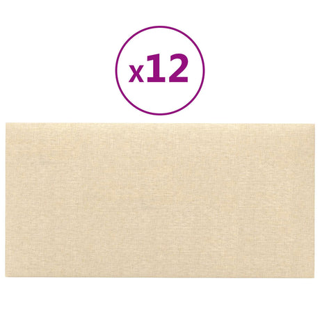 Vidaxl wandhoofdbord 12 st 30 x 15 cm crème stof