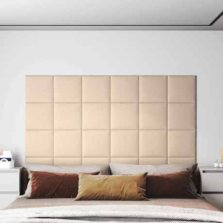 Vidaxl wandhoofdbord 12 st 30 x 30 cm crème stof