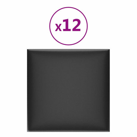 Vidaxl wandhoofdbord 12 st 30 x 30 cm zwart stof