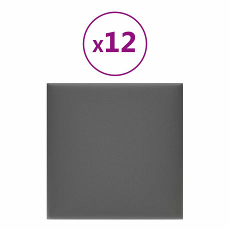 Vidaxl wandhoofdbord 12 st 30 x 30 cm grijs stof