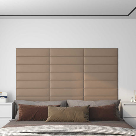 Vidaxl wandhoofdbord 12 st 60 x 15 cm cappuccino stof