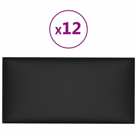 Vidaxl wandhoofdbord 12 st 60 x 30 cm zwart stof