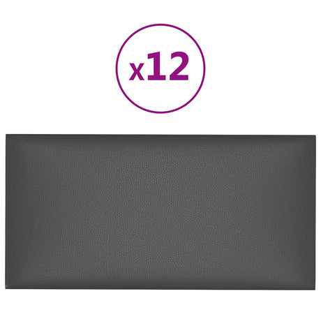 Vidaxl wandhoofdbord 12 st 60 x 30 cm grijs stof