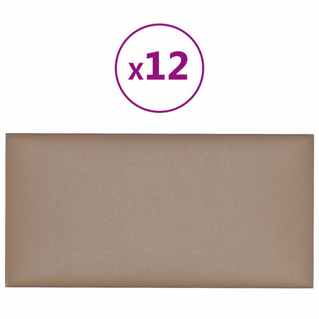 Vidaxl wandhoofdbord 12 st 60 x 30 cm cappuccino stof