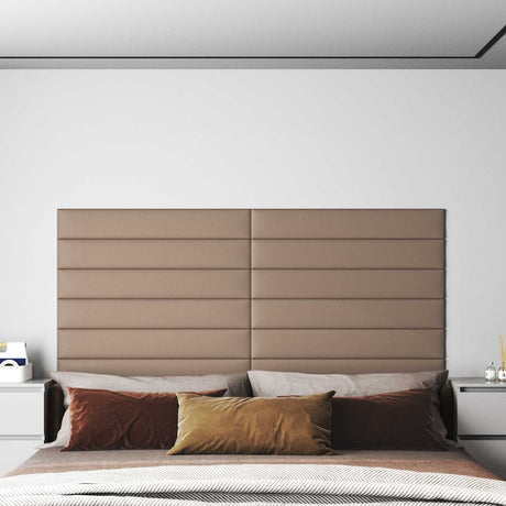 Vidaxl wandhoofdbord 12 st 90 x 15 cm cappuccino stof