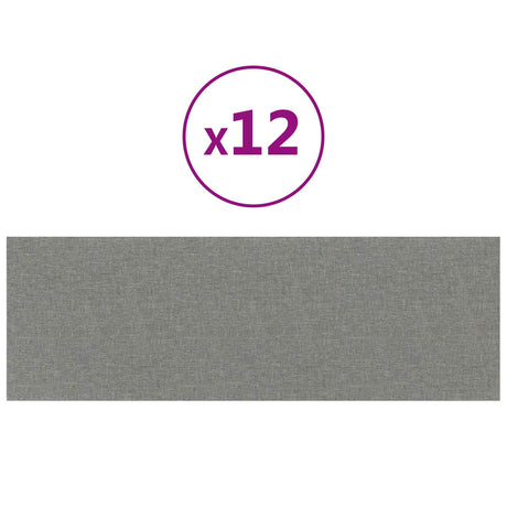 Vidaxl wandhoofdbord 12 st 90 x 30 cm lichtgrijs stof